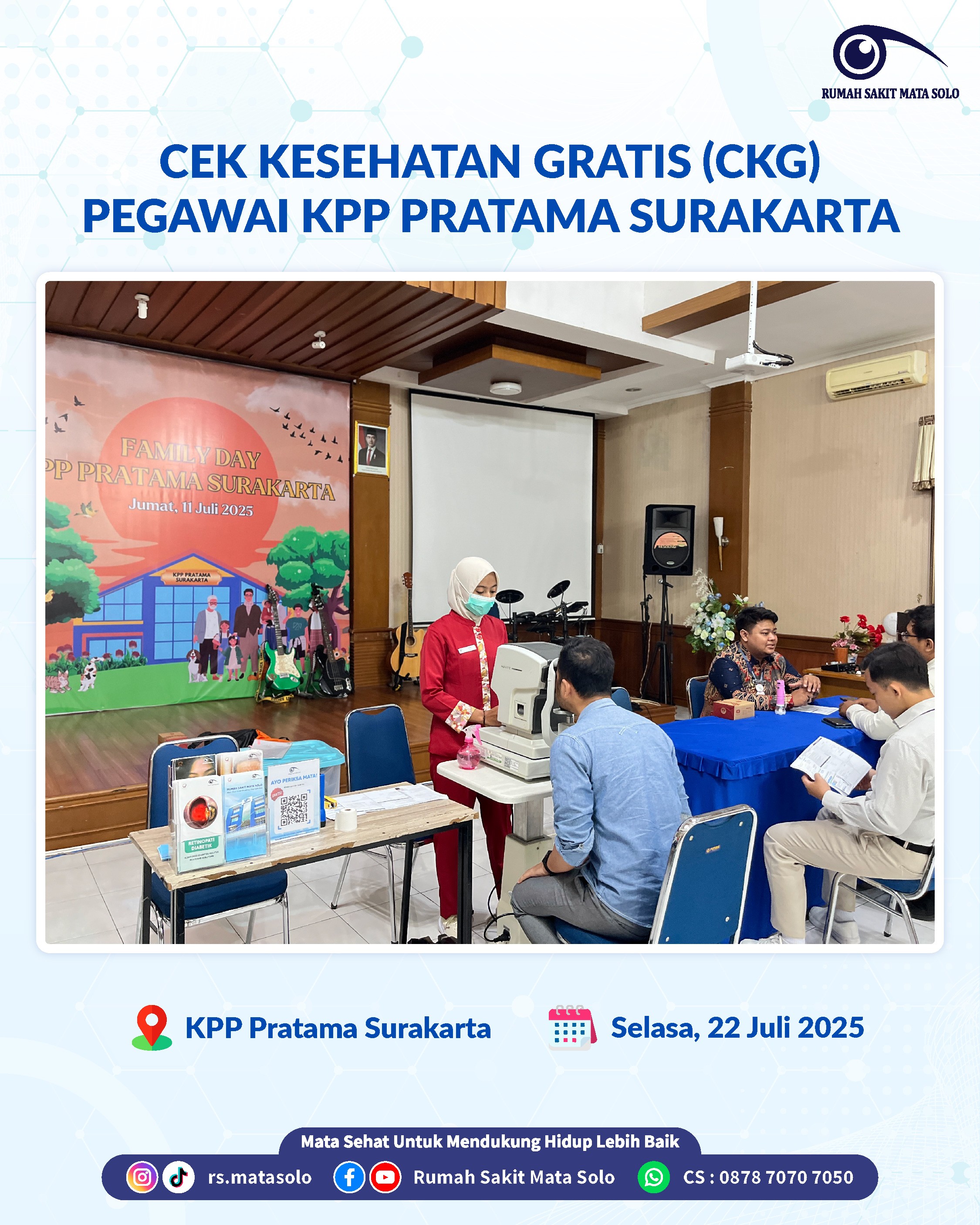 Kolaborasi Puskesmas Pajang dan RS Mata Solo, Cek Kesehatan Gratis Digelar di KPP Pratama Surakarta