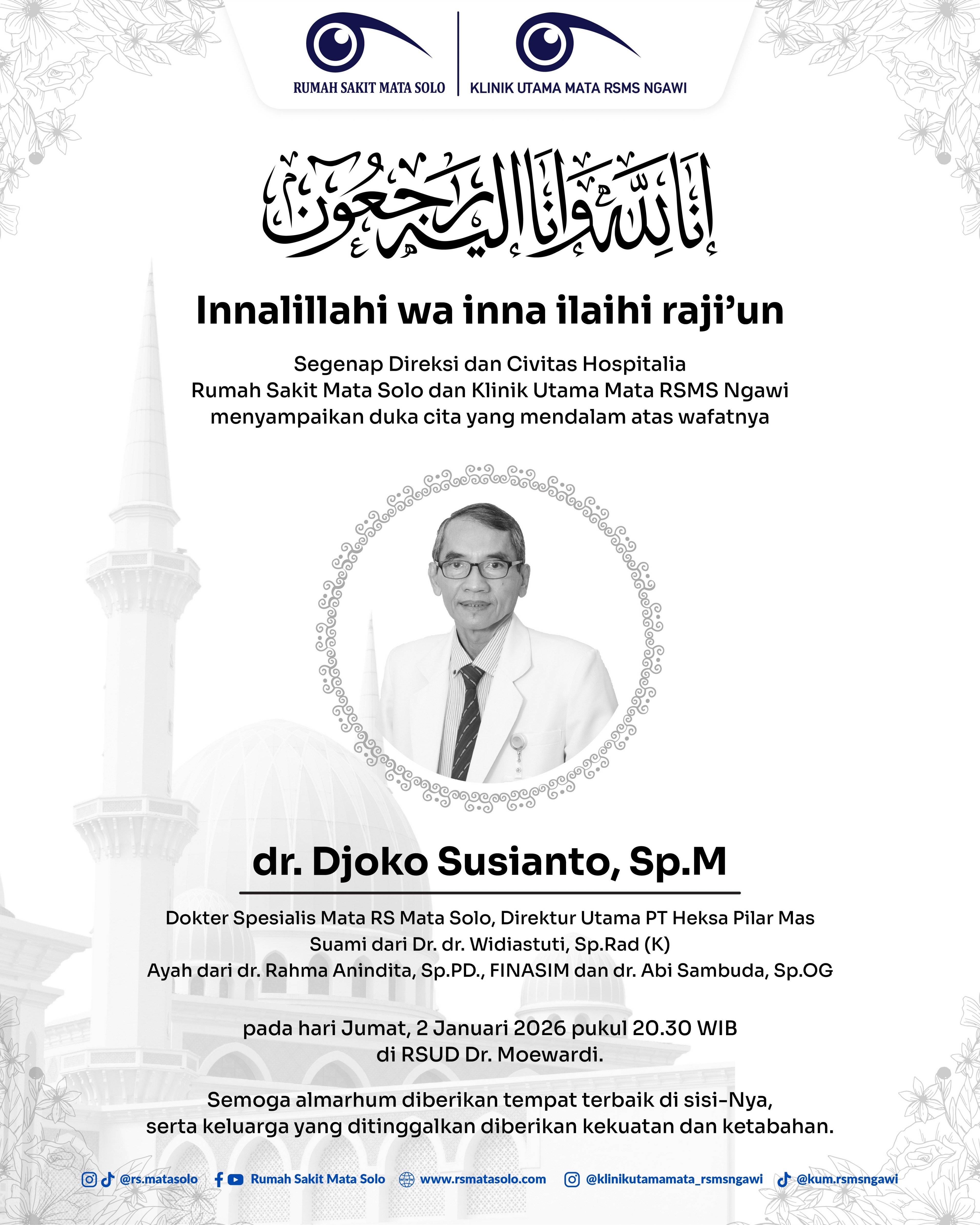 Berita Duka: dr. Djoko Susianto, Sp.M